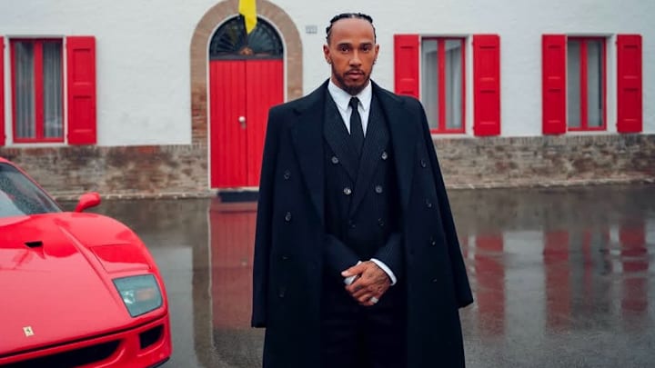 Lewis Hamilton arrives at Maranello.