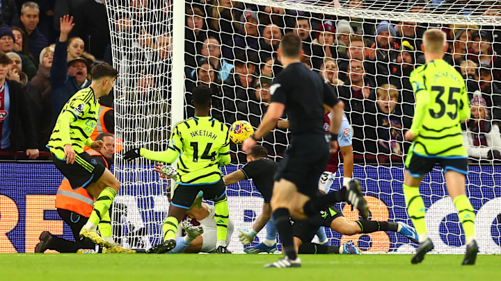 Kai Havertz (left) was controversially denied an equaliser for Arsenal against Aston Villa