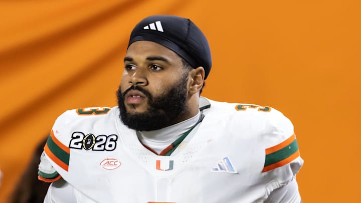 Miami Hurricanes defensive lineman Akheem Mesidor (3) against the Indiana Hoosiers during the College Football Playoff National 