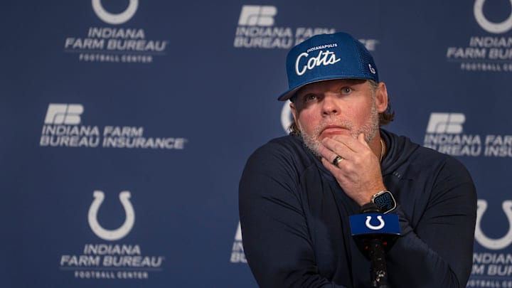 Indianapolis Colts General Manager Chris Ballard speaks to the media Thursday, Jan. 11, 2024 at the Indiana Farm Bureau Football Center, the Colts Complex. Indianapolis Colts General Manager Chris Ballard speaks to the media Thursday, Jan. 11, 2024 at the Indiana Farm Bureau Football Center, the Colts Complex.