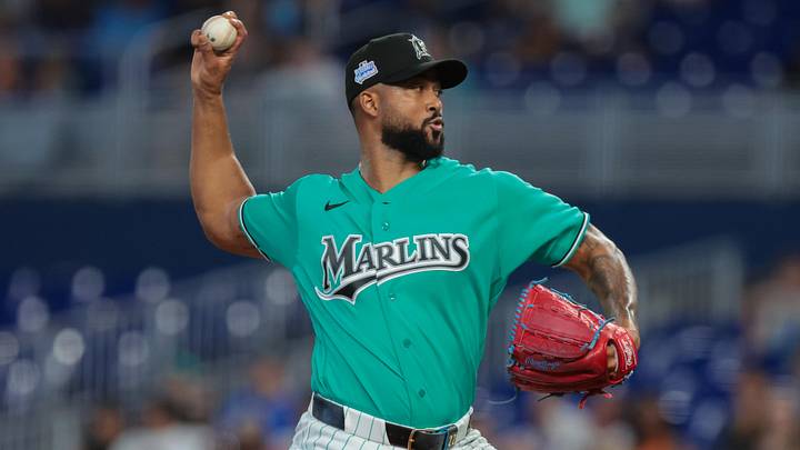Jun 7, 2026; Miami, Florida, USA; Miami Marlins starting pitcher Sandy Alcantara (22) delivers a pitch against the Tampa Bay Rays during the first inning at loanDepot Park. Mandatory Credit: Sam Navarro-Imagn Images Jun 7, 2026; Miami, Florida, USA; Miami Marlins starting pitcher Sandy Alcantara (22) delivers a pitch against the Tampa Bay Rays during the first inning at loanDepot Park. Mandatory Credit: Sam Navarro-Imagn Images