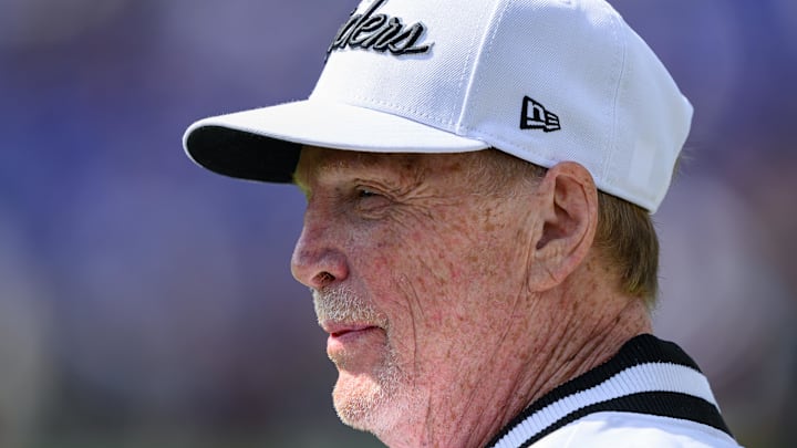 Sep 15, 2024; Baltimore, Maryland, USA; Las Vegas Raiders owner Mark Davis looks on before the game against the Baltimore Ravens at M&T Bank Stadium. Mandatory Credit: Reggie Hildred-Imagn Images