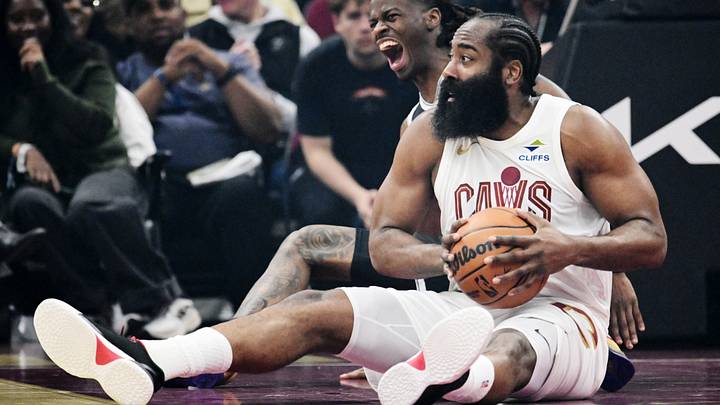 Oct 24, 2026; Cleveland, Ohio, USA; Cleveland Cavaliers guard James Harden (1) looks to pass as Brooklyn Nets guard Keon Ellis (1) reacts during the first quarter at Rocket Arena. Mandatory Credit: Ken Blaze-Imagn Images Oct 24, 2026; Cleveland, Ohio, USA; Cleveland Cavaliers guard James Harden (1) looks to pass as Brooklyn Nets guard Keon Ellis (1) reacts during the first quarter at Rocket Arena. Mandatory Credit: Ken Blaze-Imagn Images