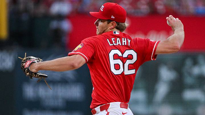 Jun 5, 2026; St. Louis, Missouri, USA; St. Louis Cardinals starting pitcher Kyle Leahy (62) pitches against the Cincinnati Reds during the second inning at Busch Stadium. Mandatory Credit: Jeff Curry-Imagn Images