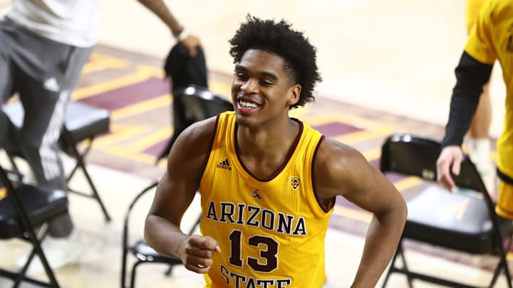 Jan 30, 2021; Tempe, Arizona, USA; Arizona State Sun Devils guard Josh Christopher (13) against the Stanford Cardinal at Desert Financial Arena (Tempe). Mandatory Credit: Mark J. Rebilas-Imagn Images Jan 30, 2021; Tempe, Arizona, USA; Arizona State Sun Devils guard Josh Christopher (13) against the Stanford Cardinal at Desert Financial Arena (Tempe). Mandatory Credit: Mark J. Rebilas-Imagn Images