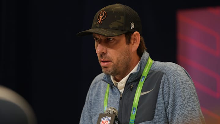 Indianapolis Colts head coach Shane Steichen speaks to the media during the 2025 NFL Combine.