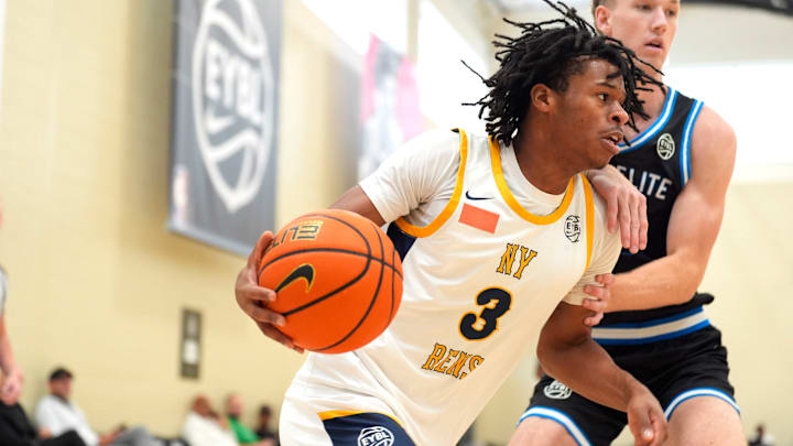 July 15, 2025; North Augusta, South Carolina, USA; NY Rens Jasiah Jervis (3) moves towards the basket during the NY Rens and JL3 game at Nike EYBL Peach Jam at Riverview Park Activities Center. The NY Rens won 83-53. Mandatory Credit: Katie Goodale - Augusta Chronicle/USA TODAY NETWORK