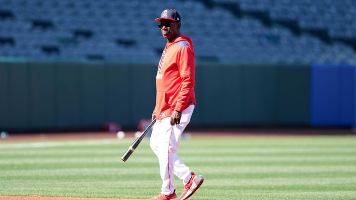 Mar 25, 2025; Anaheim, California, USA; Los Angeles Angels manager Ron Washington before the game against the Los Angeles Dodgers at Angel Stadium. Mandatory Credit: Kirby Lee-Imagn Images Mar 25, 2025; Anaheim, California, USA; Los Angeles Angels manager Ron Washington before the game against the Los Angeles Dodgers at Angel Stadium. Mandatory Credit: Kirby Lee-Imagn Images