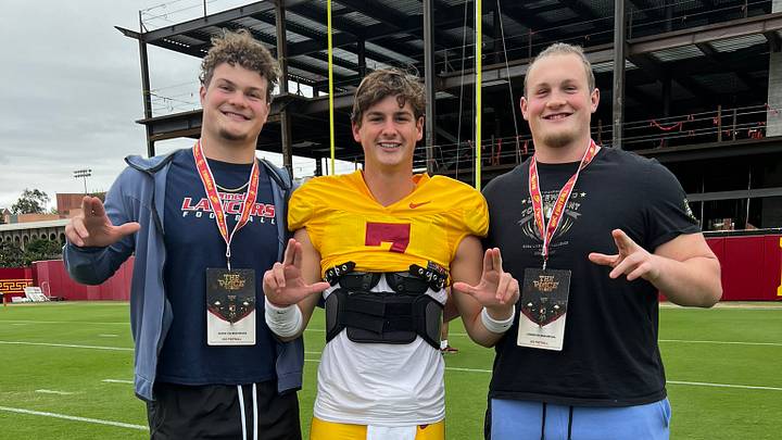 Derek and Lowell Colman-Brusa share a USC moment with ex-Husky QB Sam Huard, all Kennedy Catholic High alums. Derek and Lowell Colman-Brusa share a USC moment with ex-Husky QB Sam Huard, all Kennedy Catholic High alums.