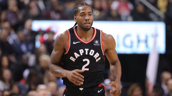Dec 3, 2018; Toronto, Ontario, CAN; Toronto Raptors forward Kawhi Leonard (2) in action against the Denver Nuggets at Scotiabank Arena. The Nuggets beat the Raptors 106-103. Mandatory Credit: Tom Szczerbowski-USA TODAY Sports
