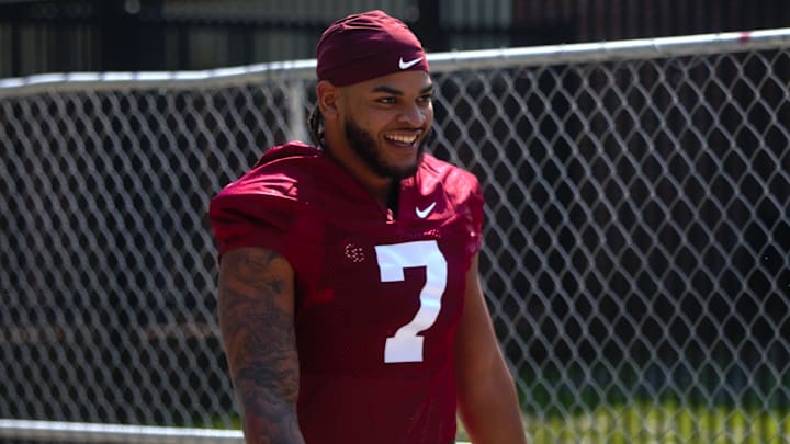 FSU football players walk into the first spring practice of the spring season on Wednesday, March 19, 2025