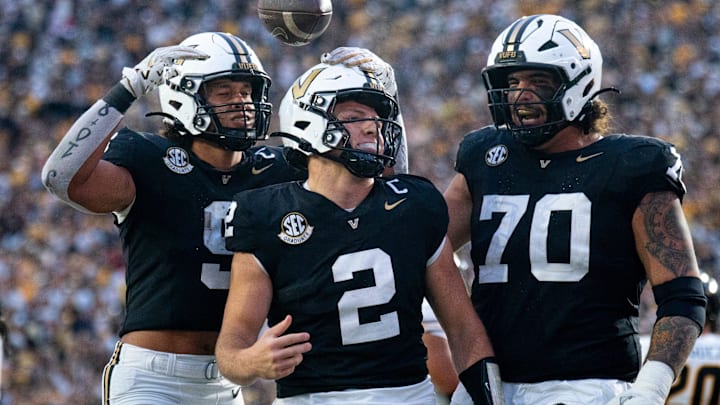 Diego Pavia (center) has Vanderbilt in discussions it's never been in before.