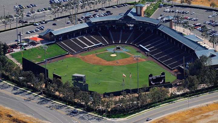 Jun. 27, 2009; Lake Elsinore, CA, USA; Aerial view of Diamond Stadium prior to the game between the Inland Empire 66ers against the Lake Elsinore Storm. Jun. 27, 2009; Lake Elsinore, CA, USA; Aerial view of Diamond Stadium prior to the game between the Inland Empire 66ers against the Lake Elsinore Storm.