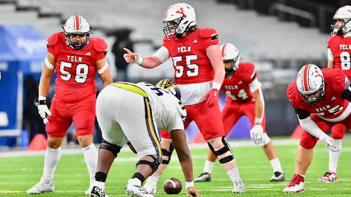 Yelm lost plenty of seniors in its defensive front from last fall, but Shane Creegan (55) will be a key two-way performer in 2024. Yelm lost plenty of seniors in its defensive front from last fall, but Shane Creegan (55) will be a key two-way performer in 2024.