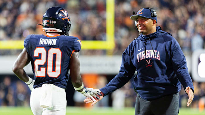 Tony Elliott, Xavier Brown, Virginia Cavaliers Tony Elliott, Xavier Brown, Virginia Cavaliers