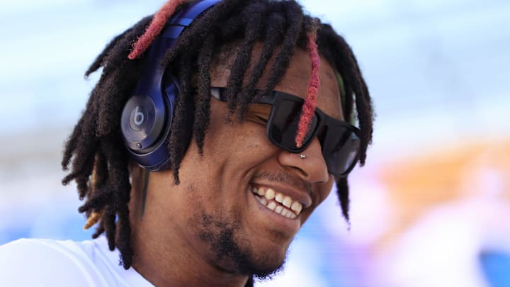 Indianapolis Colts backup quarterback Anthony Richardson, pictured here in 2023, suffered a fractured orbital bone last month after a bizarre pre-game accident with resistance bands in the Colts locker room.