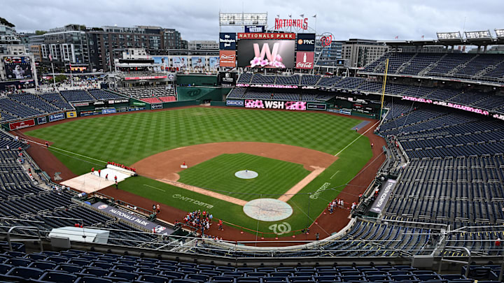 Sep 27, 2024; Washington, District of Columbia, USA; A general view of the stadium before the game between the Washington Nationals and the Philadelphia Phillies at Nationals Park. Sep 27, 2024; Washington, District of Columbia, USA; A general view of the stadium before the game between the Washington Nationals and the Philadelphia Phillies at Nationals Park.