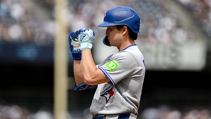 Blue Jays center fielder Brett Bateman (21) reacts after hitting a single against the New York Yankees. Credit: John Jones-Imagn Images Blue Jays center fielder Brett Bateman (21) reacts after hitting a single against the New York Yankees. Credit: John Jones-Imagn Images