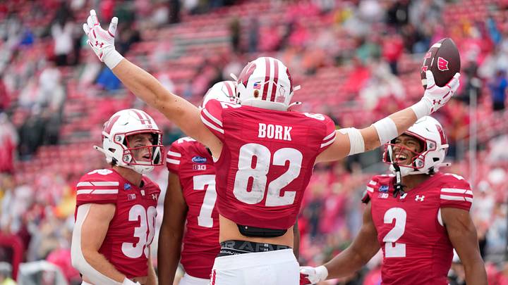 Wisconsin Badgers tight end Emmett Bork. Wisconsin Badgers tight end Emmett Bork.