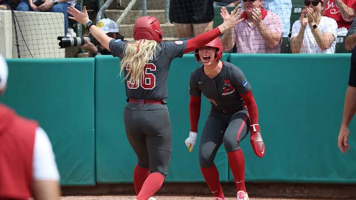 Alabama Softball Player Ambrey Taylor (36) and Alabama Softball Player Audrey Vandagriff (12) in action against LSU during NCAA Super Regionals at Rhoads Stadum in Tuscaloosa, AL on Saturday, May 23, 2026. Alabama Softball Player Ambrey Taylor (36) and Alabama Softball Player Audrey Vandagriff (12) in action against LSU during NCAA Super Regionals at Rhoads Stadum in Tuscaloosa, AL on Saturday, May 23, 2026.