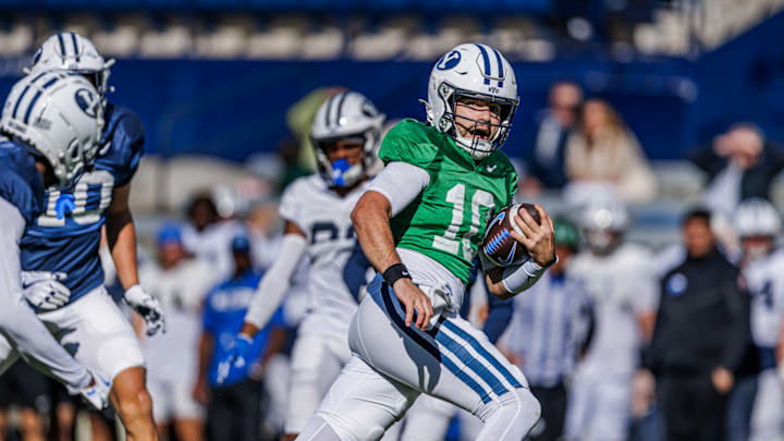 BYU quarterback Treyson Bourguet during BYU Spring practice