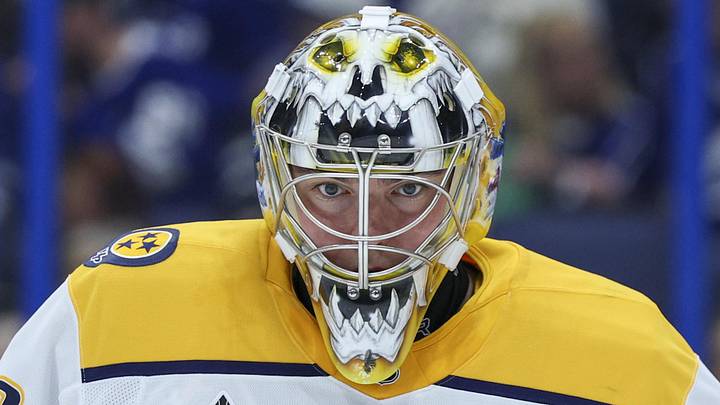 Mar 29, 2026; Tampa, Florida, USA; Nashville Predators goaltender Justus Annunen (29) looks on during a game against the Tampa Bay Lightning at Benchmark International Arena. Mandatory Credit: Nathan Ray Seebeck-Imagn Images Mar 29, 2026; Tampa, Florida, USA; Nashville Predators goaltender Justus Annunen (29) looks on during a game against the Tampa Bay Lightning at Benchmark International Arena. Mandatory Credit: Nathan Ray Seebeck-Imagn Images