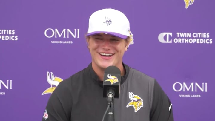 J.J. McCarthy got in a jab at Ohio State while talking about a great play by his rookie teammate Donovan Jackson.