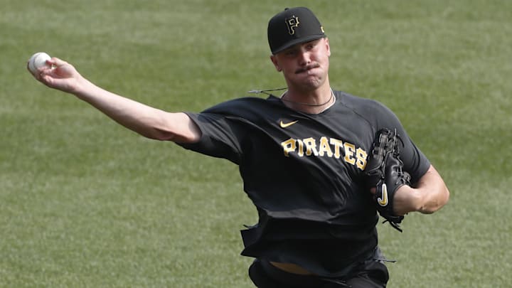 Jul 18, 2023; Pittsburgh, Pennsylvania, USA;  Pittsburgh Pirates pitcher Paul Skenes, the Pirates