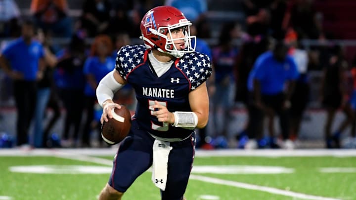 Manatee quarterback Andrew Heidel went 10-for-19 for 188 yards and a touchdown in the Hurricanes' 34-27 victory last week over Buchholz.