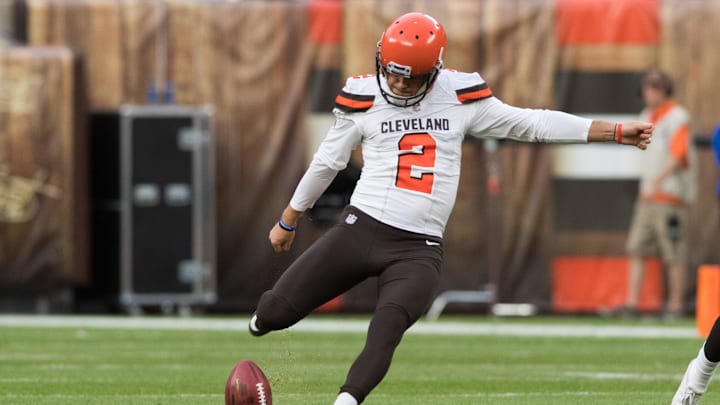 Aug 17, 2018; Cleveland, OH, USA; Cleveland Browns kicker Zane Gonzalez (2) at FirstEnergy Stadium. Mandatory Credit: Ken Blaze-Imagn Images