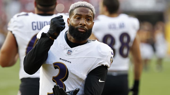Baltimore Ravens wide receiver Odell Beckham Jr. (3) plays.