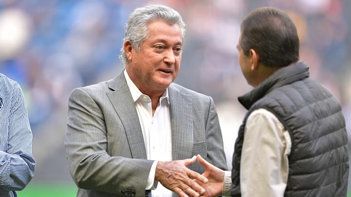 Victor Vucetich, left, during a match v Atletico San Luis