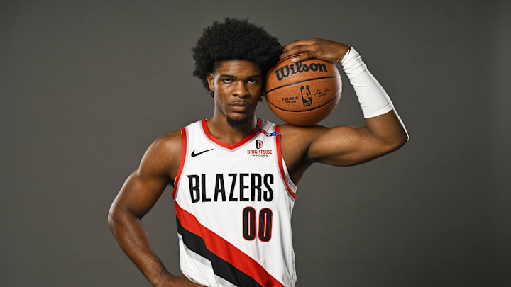 Sep 30, 2024; Portland, Oregon, USA; Portland Trail Blazers guard Scoot Henderson (00). Mandatory Credit: Troy Wayrynen-Imagn Images