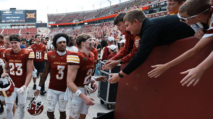 Iowa State punt returner Aiden Flora (21) celebrates with fans following a 55-7 victory over Bowling Green on Sept. 19, 2026, at Jack Trice Stadium in Ames, Iowa. Iowa State punt returner Aiden Flora (21) celebrates with fans following a 55-7 victory over Bowling Green on Sept. 19, 2026, at Jack Trice Stadium in Ames, Iowa.