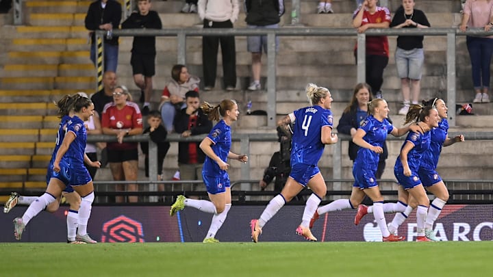 Chelsea celebrated at Manchester United's Leigh Sports Village Stadium