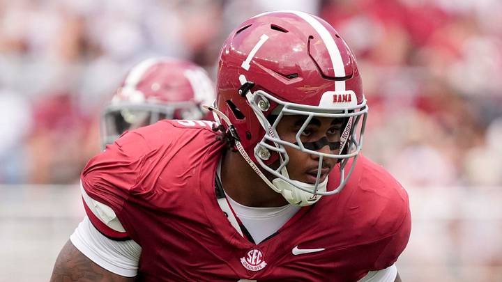 Sep 5, 2026; Tuscaloosa, AL, USA;  Alabama defensive lineman Devan Thompkins (1) lines up for a play during the game with East Carolina at Saban Field in Bryant-Denny Stadium. Mandatory Credit: Gary Cosby Jr.-Tuscaloosa News