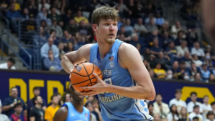 Jan 17, 2026; Berkeley, California, USA; North Carolina Tar Heels center Henri Veesaar (13) during the second half against the California Golden Bears at Haas Pavilion. Mandatory Credit: Darren Yamashita-Imagn Images