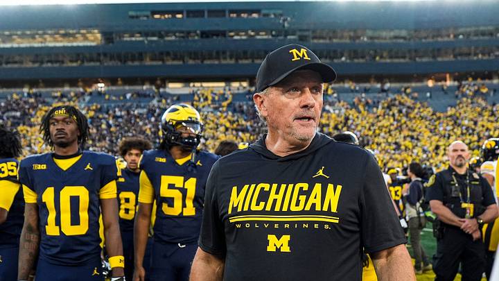Michigan head coach Kyle Whittingham reacts to 20-19 loss to Iowa at Michigan Stadium in Ann Arbor on Saturday, Sept. 26, 2026. Michigan head coach Kyle Whittingham reacts to 20-19 loss to Iowa at Michigan Stadium in Ann Arbor on Saturday, Sept. 26, 2026.