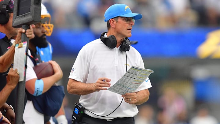 Chargers head coach Jim Harbaugh