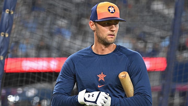 Jul 3, 2024; Toronto, Ontario, CAN; Houston Astros infielder Grae Kessinger (16) during batting practice prior to the game against the Houston Astros at Rogers Centre. Mandatory Credit: Gerry Angus-Imagn Images