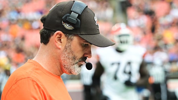Cleveland Browns head coach Kevin Stefanski during the second half against the Green Bay Packers at Cleveland Browns Stadium.