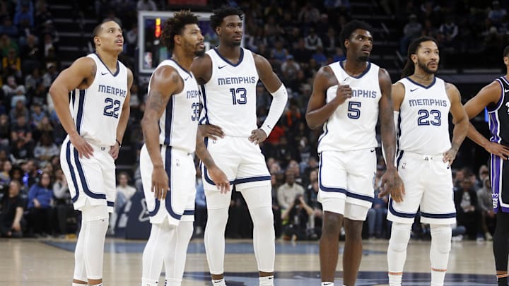 Dec 31, 2023; Memphis, Tennessee, USA; Memphis Grizzlies guard Desmond Bane (22), guard Marcus Smart