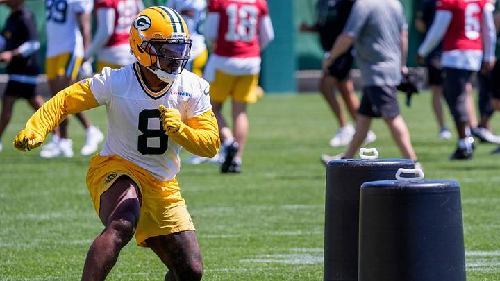 Green Bay Packers running back Josh Jacobs (8) runs through a drill during practice on Tuesday, June 2, 2026, at Ray Nitschke Field in Ashwaubenon, Wis.
Tork Mason/USA TODAY NETWORK-Wisconsin Green Bay Packers running back Josh Jacobs (8) runs through a drill during practice on Tuesday, June 2, 2026, at Ray Nitschke Field in Ashwaubenon, Wis.
Tork Mason/USA TODAY NETWORK-Wisconsin