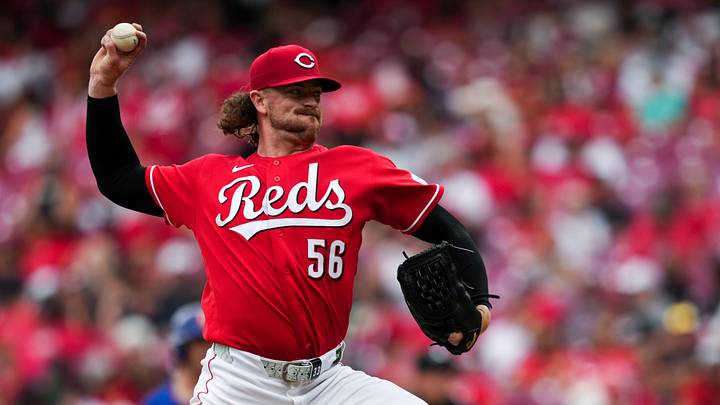 Jun 17, 2026; Cincinnati, Ohio, USA;  Cincinnati Reds pitcher Chris Paddack (56) throws against the New York Mets in the seventh inning at Great American Ball Park. Mandatory Credit: Aaron Doster-Imagn Images