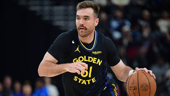 Apr 12, 2026; Inglewood, California, USA; Golden State Warriors guard Pat Spencer (61) controls the ball against the Los Angeles Clippers during the first half at Intuit Dome. Mandatory Credit: Gary A. Vasquez-Imagn Images