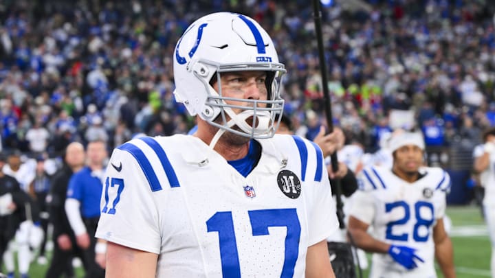 Dec 14, 2025; Seattle, Washington, USA; Indianapolis Colts quarterback Philip Rivers (17) walks to the locker room following a loss against the Seattle Seahawks at Lumen Field. Dec 14, 2025; Seattle, Washington, USA; Indianapolis Colts quarterback Philip Rivers (17) walks to the locker room following a loss against the Seattle Seahawks at Lumen Field.