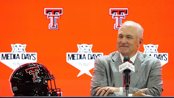 Texas Tech head coach Joey McGuirer. Mandatory Credit: Raymond Carlin III-Imagn Images