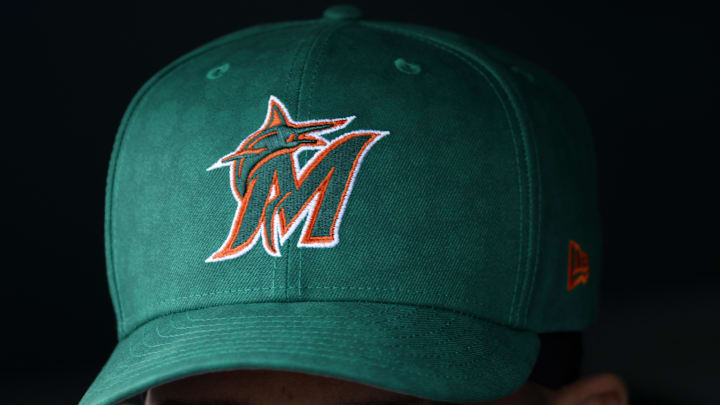 A general view of the cap worn by the Miami Marlins for St. Patrick's Day against the New York Mets before the game at Roger Dean Chevrolet Stadium. A general view of the cap worn by the Miami Marlins for St. Patrick's Day against the New York Mets before the game at Roger Dean Chevrolet Stadium.