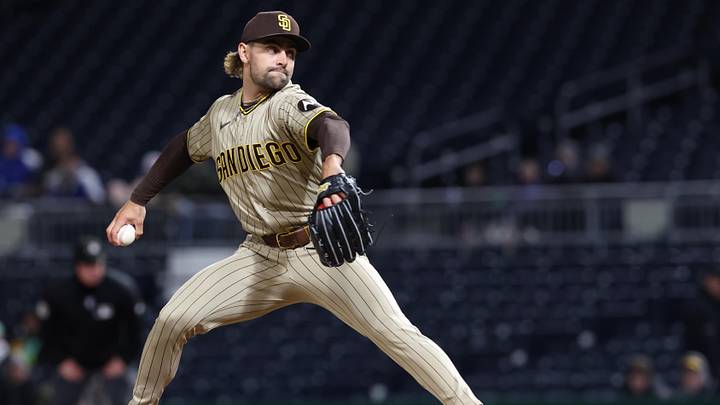 Apr 6, 2026; Pittsburgh, Pennsylvania, USA;  San Diego Padres pitcher David Morgan (66) pitches against the Pittsburgh Pirates during the ninth inning at PNC Park. Mandatory Credit: Charles LeClaire-Imagn Images
