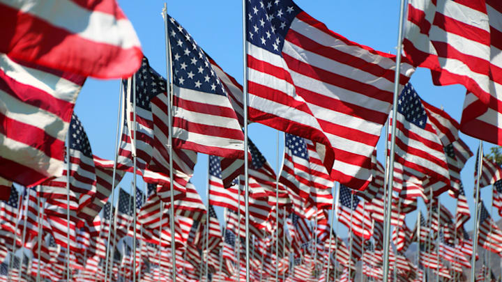 The red, white, and blue.
